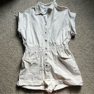 Zara Cream Denim Collared Playsuit/Jumpsuit (REF. 0108/025)